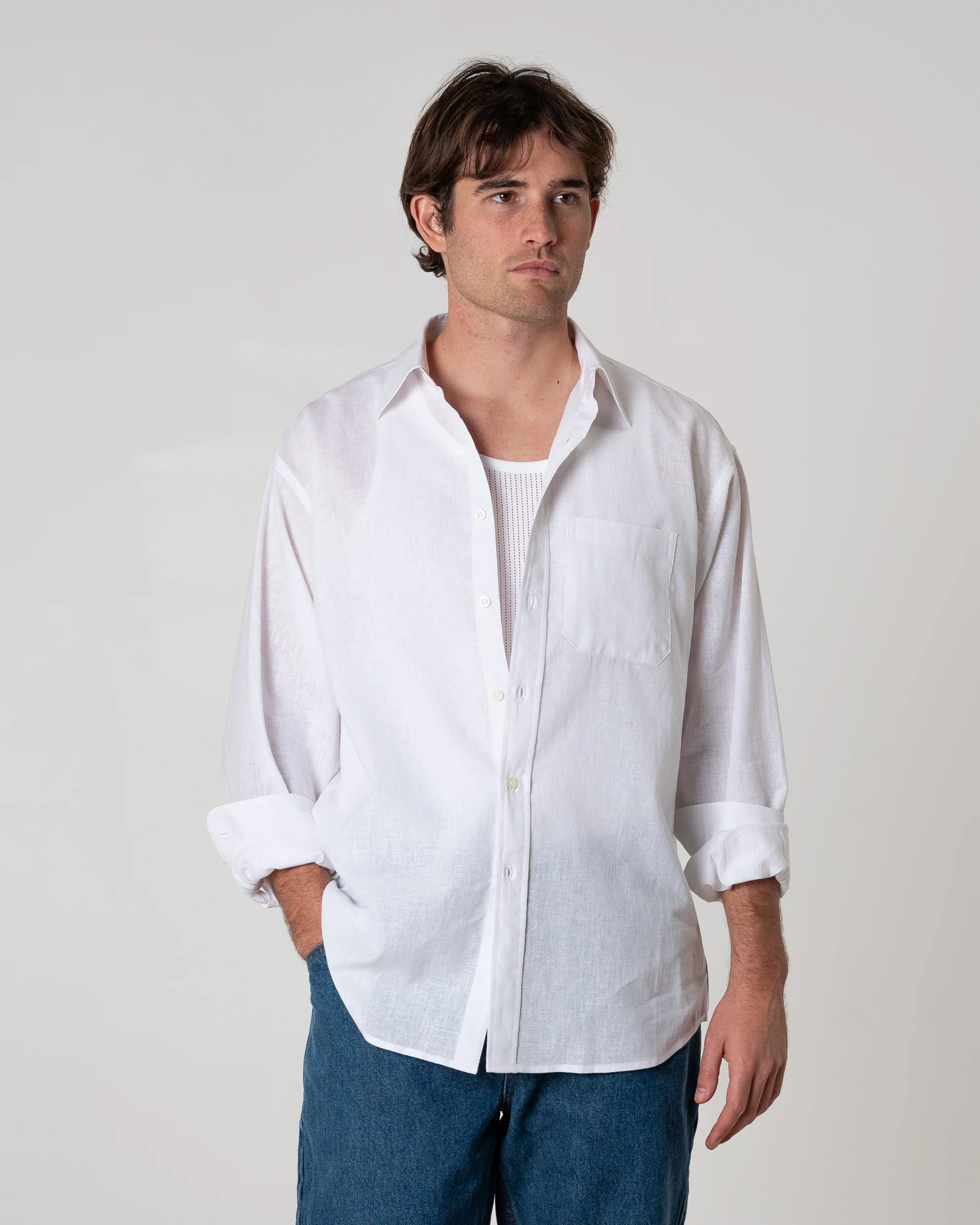 Linen Relaxed Dress Shirt - Image 6